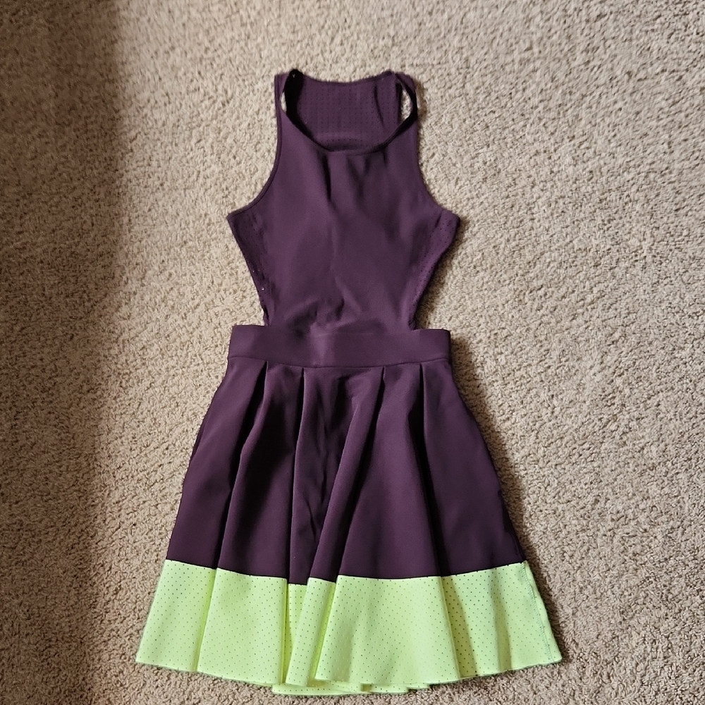 Purple and Green Sleeveless Dress
